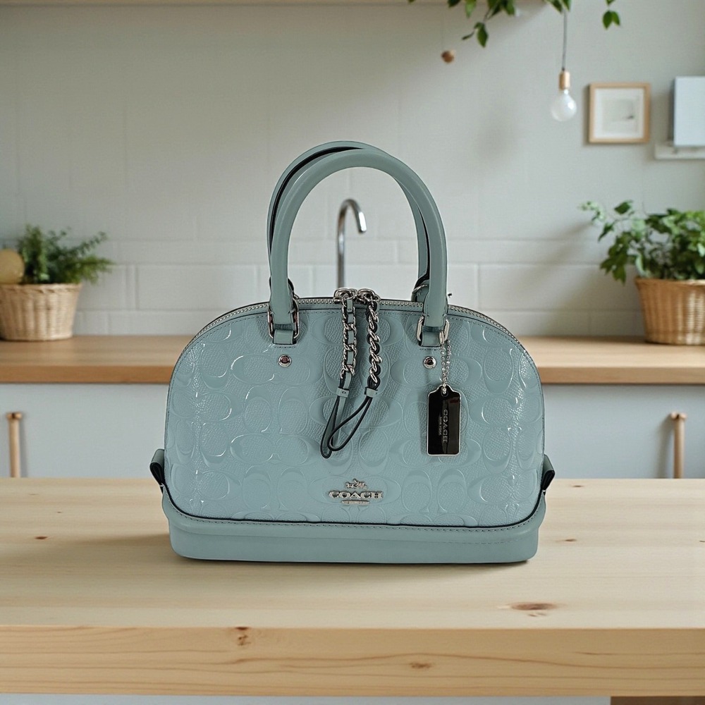 Coach Mini Sierra Satchel F58540 Patent‎ Leather Blue | Crossbody | Authentic